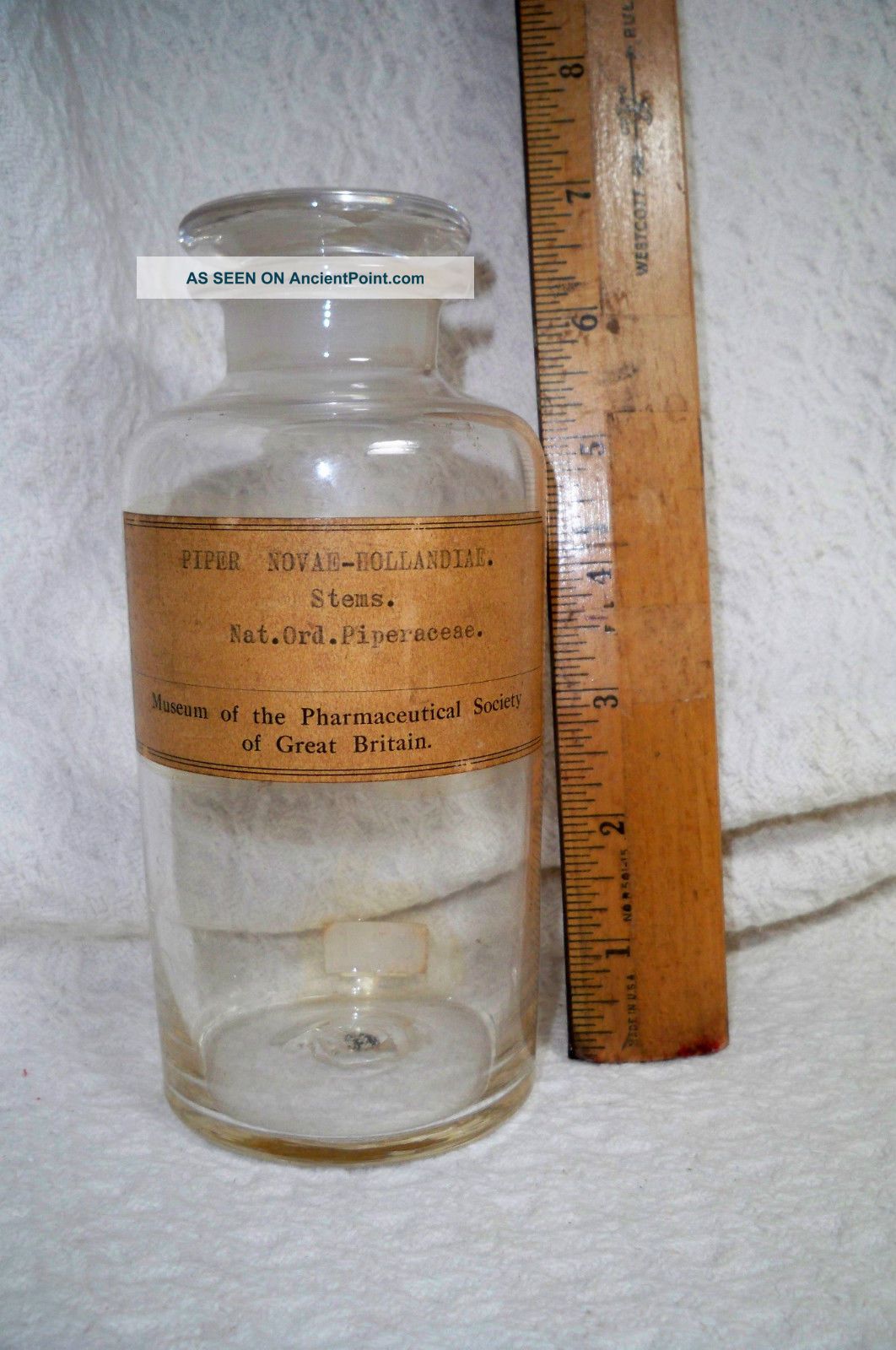 Antique Pharmaceutical Bottle Museum Society Of Great Britain W/label/stopper Bottles & Jars photo