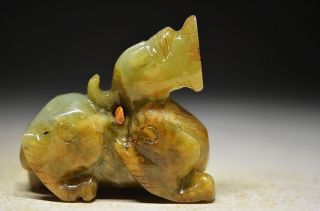 Delicate Chinese Fine Xiu Jade Carved Jade Statues - Beast & H S Culture 2041 photo