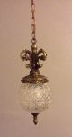 Vintage Cut Crystal Glass Hanging Swag Lamp Globe Germany Lamps photo 3