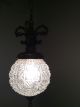 Vintage Cut Crystal Glass Hanging Swag Lamp Globe Germany Lamps photo 4