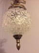 Vintage Cut Crystal Glass Hanging Swag Lamp Globe Germany Lamps photo 5