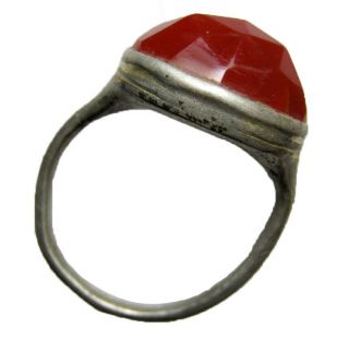 Unique Medieval Silver Ring With Red Stone 25 - 30mm/5.  20g M - 174 photo