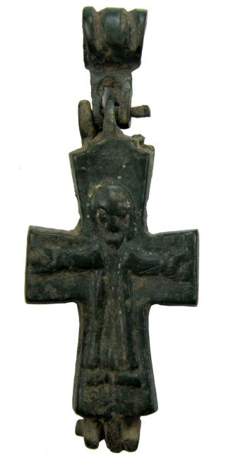 Hollow Byzantine Bronze Cross With The Figure Of Jesus 17.  5g/8x25x60mm M - 743 photo