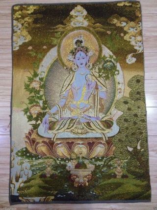 Tibetan Nepal Silk Embroidery Thangka Paintings Exorcism Peace Wealth Jl069 photo
