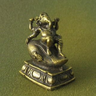 Elephant God Ganesha Ganesh On Conch Unique Hindu Sacred Charm Thai Amulet photo