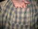 Primitive Prairie Apron,  Blue Homesun Plaid,  30 