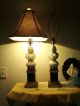 2 Vtg French Style Figurine Porcelain Figural Brass Table Lamps Light Fixtures Chandeliers, Fixtures, Sconces photo 2