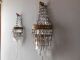 C 1920 French Big Vintage Tiered Crystal Prisms Sconces Empire Rare Chandeliers, Fixtures, Sconces photo 2