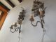 19th C French Huge Tole Flowers & Leaves Sconces Stunning Vintage Old Origina Chandeliers, Fixtures, Sconces photo 9