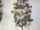 19th C French Huge Tole Flowers & Leaves Sconces Stunning Vintage Old Origina Chandeliers, Fixtures, Sconces photo 1