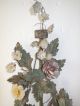 19th C French Huge Tole Flowers & Leaves Sconces Stunning Vintage Old Origina Chandeliers, Fixtures, Sconces photo 4