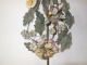 19th C French Huge Tole Flowers & Leaves Sconces Stunning Vintage Old Origina Chandeliers, Fixtures, Sconces photo 5