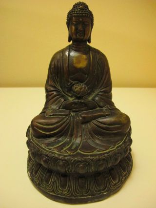 Antique Chinese Bronze Buddha,  Qing Dynasty photo