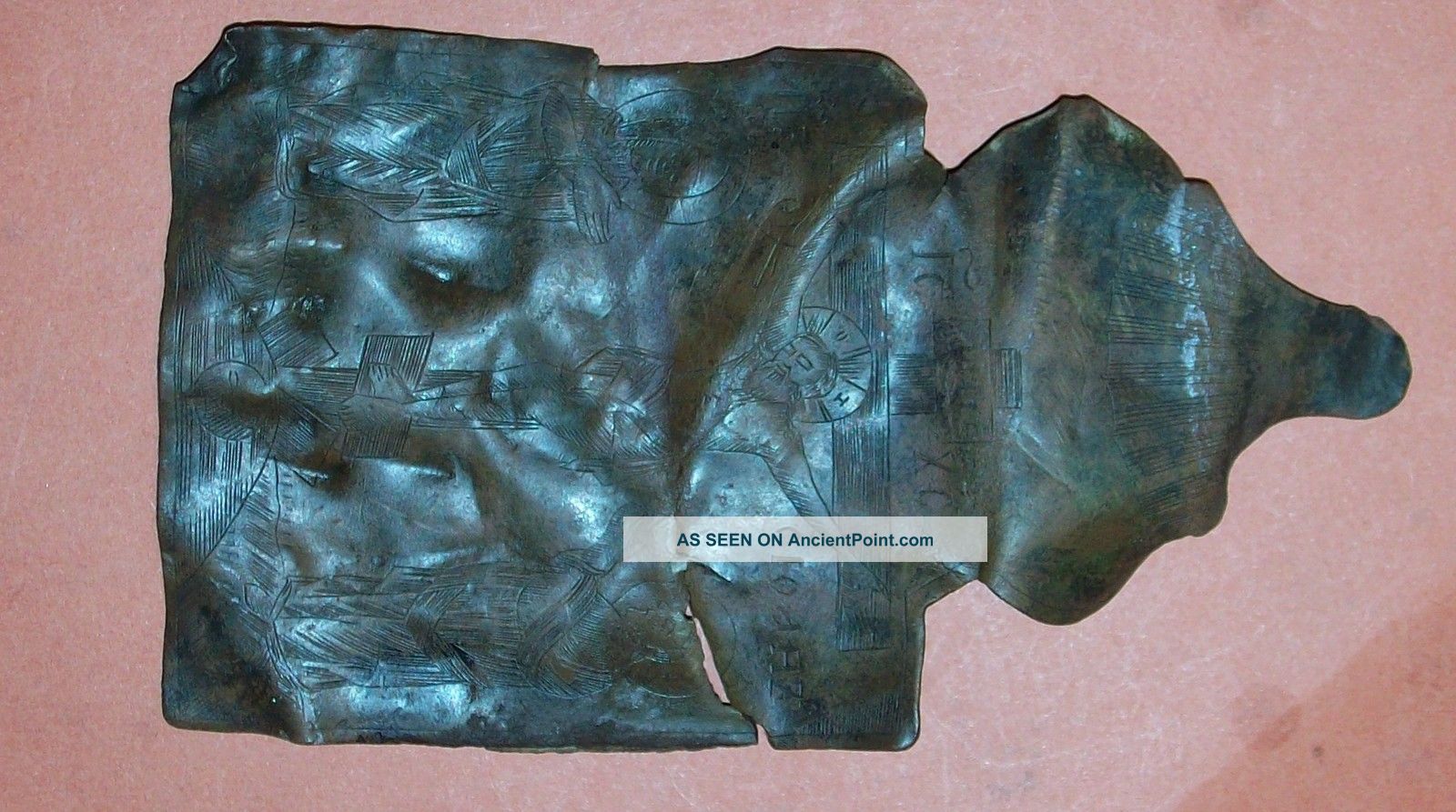 Byzantine Piligrim Bronze Huge Plate - Metal Detecting Find European photo