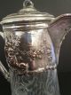 Rare Rococo Silver Plate Crystal Pitcher Dishes & Coasters photo 2