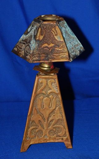 Apollo Studios Pierced Brass Arts & Crafts Candle Lamp 1900 - 1905 photo