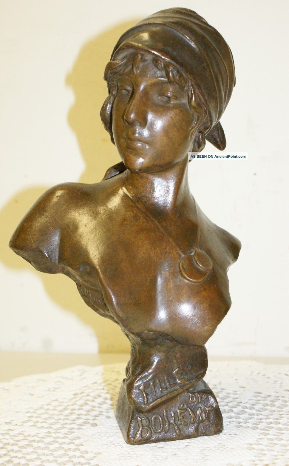 Fabulous Late Fille De Bo 19th - Century French Bronze Bust - Art Neouveau - Signed Metalware photo