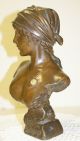 Fabulous Late Fille De Bo 19th - Century French Bronze Bust - Art Neouveau - Signed Metalware photo 6
