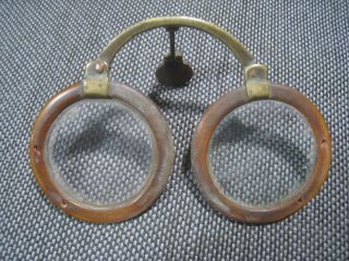 Antique Yellow Horn Folding Eyeglass photo