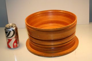 Large Vintage Hand Turned Wooden Layer Cake Bowl photo