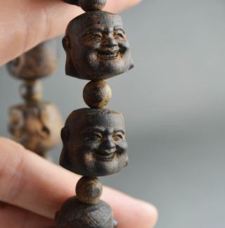 Vietnam Agarwood Prayer Bead Worry Old Bracelet Happy Smile Buddha Statue Wood D photo