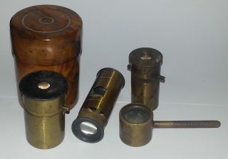 20th C.  European Pocket Brass Microscopes & Speetol - Gordon Mini Lens photo