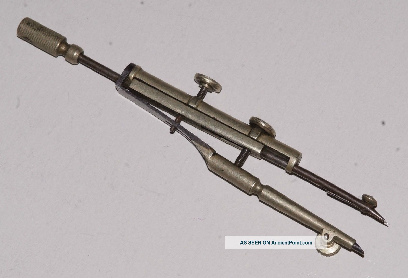 19th C,  Electrum Bow Compass With Pencil - Drawing Drafting Instruments Tool Engineering photo