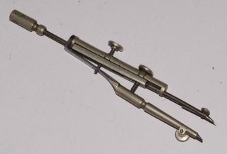 19th C,  Electrum Bow Compass With Pencil - Drawing Drafting Instruments Tool photo