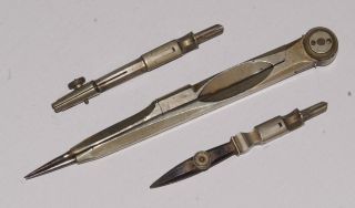 19th C,  Compass Dividers With Accessories - Drawing Drafting Instruments Tool photo