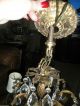 Antique Spanish Brass Chandelier 90 Crystal Prisms 8 Lights Chandeliers, Fixtures, Sconces photo 10