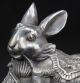 Decorated Handwork Old Miao Silver Carved Rabbit Get Rich Statue Marked Rats photo 1