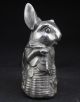 Decorated Handwork Old Miao Silver Carved Rabbit Get Rich Statue Marked Rats photo 4