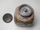 A464: Popular,  Rare Chinese Pottery Ware Tea Caddy Chashinko With Top Of Tin.  2 Tea Caddies photo 4
