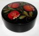 Vintage Russian Large Round Hand Painted Papier Mache Box (with U.  S.  S.  R.  Label) Russian photo 3