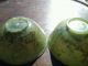 Fine Pair Green Jade Translucent Bowls Tea Wine Cups Early Antique Nephrite Rare Bowls photo 8