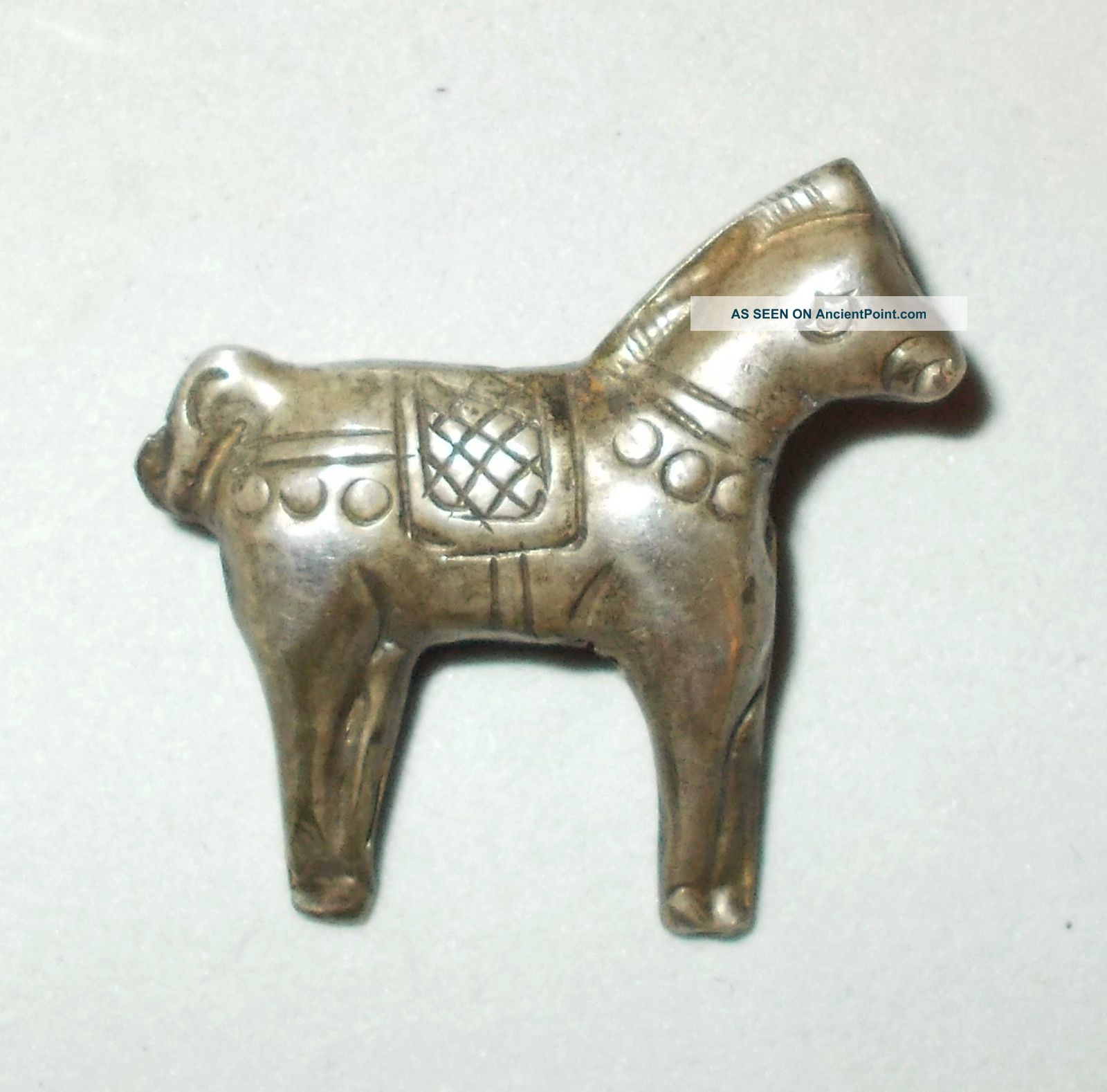 Old Silver Chinese Horse Bead,  Charm,  Pendant Etched,  Carved Necklaces & Pendants photo