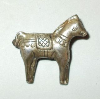 Old Silver Chinese Horse Bead,  Charm,  Pendant Etched,  Carved photo