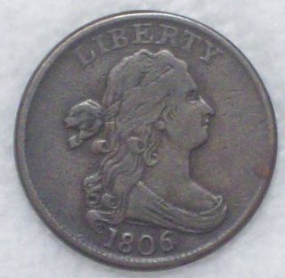 1806 Half Cent Rare Vf Detailing Brown Tone - C - 1 Variety Authentic photo