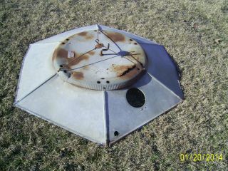 Primitive Antique Extra Large Metal Rusty Brooder Top,  Old Farm Garden Art photo