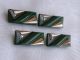 Vintage Art Deco Set Of 4 Silver & Forest Green Glass Buttons Buttons photo 1