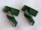 Vintage Art Deco Set Of 4 Silver & Forest Green Glass Buttons Buttons photo 2