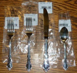 Gorham Sterling Silver Place Setting Rose Tiara 4 Pc Spoon,  2 Forks & Knife New photo