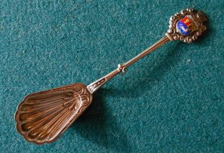 Venezuela.  800 Silver Souvenir Sugar Shell Spoon Coat Of Arms Top photo