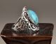 Collectable Tibet Silver Turquoise Old Handwork Inlay Fine Lucky Rare Noble Ring Rings photo 1