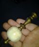 Antique Asian Chinese Carved Jade Stone Soapstone Lamp Finial Brass China Other photo 1