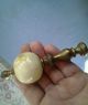 Antique Asian Chinese Carved Jade Stone Soapstone Lamp Finial Brass China Other photo 2
