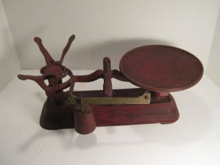 Antique Red Fairbanks Standard Cast Irin Store Counter Balance Scale photo