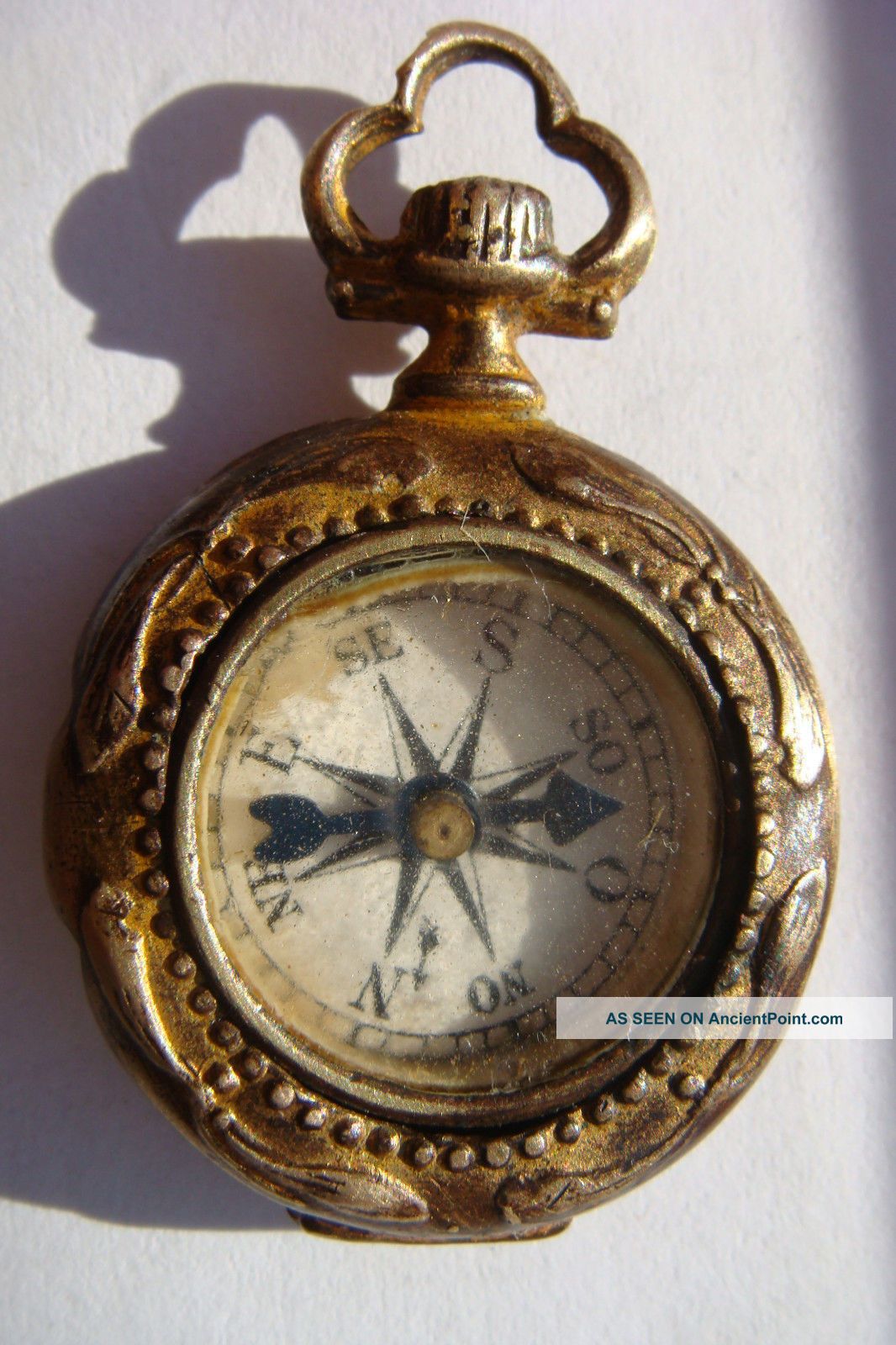 Antique Victorian Miniature Bronze Cased Compass Chatelaine Charm Compasses photo