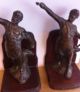Vintage Antique Bronze Hephaetus Greek God Man Art Statue Sculpture Set Bookend Metalware photo 5
