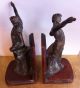 Vintage Antique Bronze Hephaetus Greek God Man Art Statue Sculpture Set Bookend Metalware photo 8